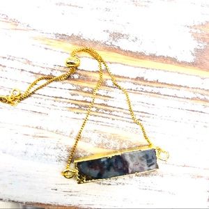 Gold Plated Mexican Agate Boho Bracelet